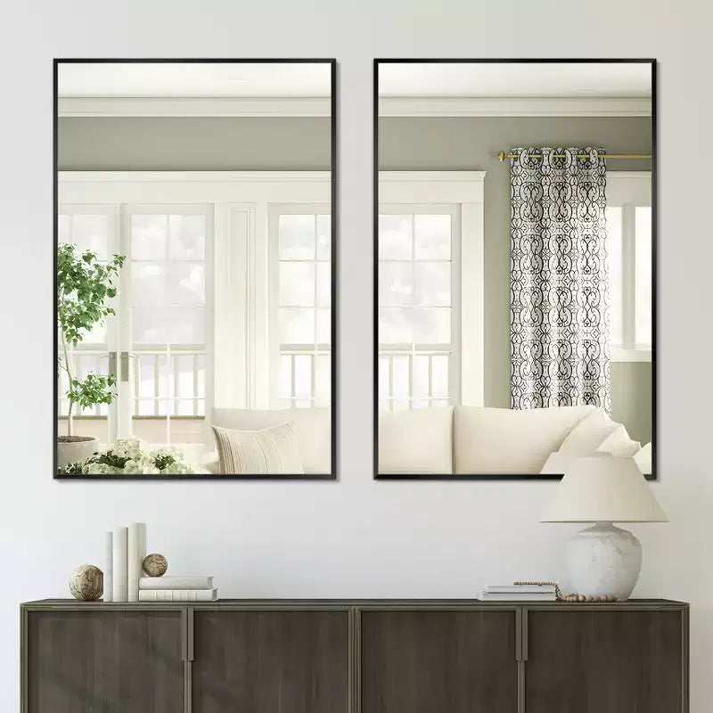 Miroir Mural Rectangulaire en Métal Moderne Dovelina Miroir de Salle de Bain