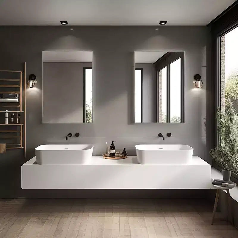 Miroir Mural Rectangulaire en Métal Moderne Dovelina Miroir de Salle de Bain