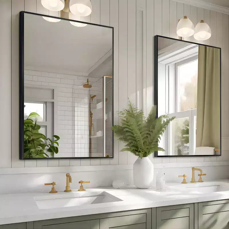 Dovelina Modern Metal Rectangle Wall Mirror Bathroom Vanity Mirror