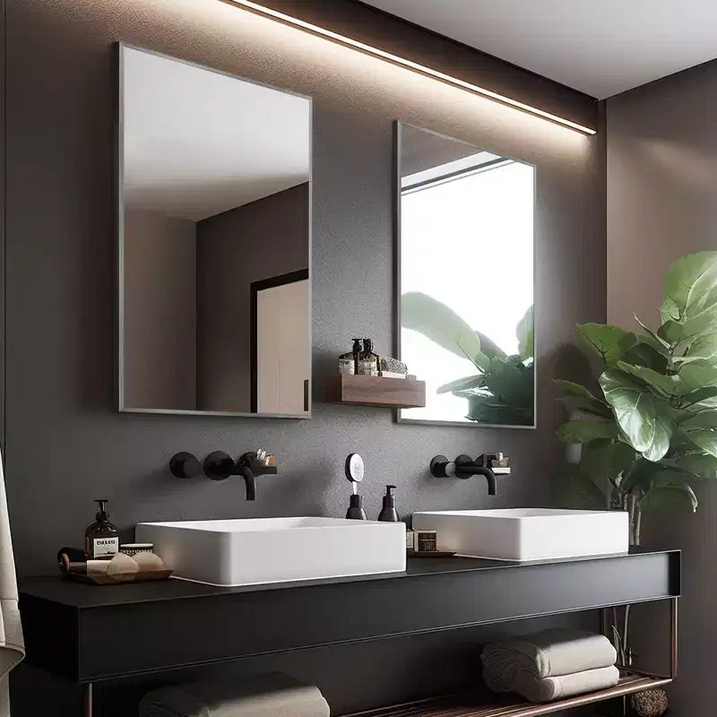 Miroir Mural Rectangulaire en Métal Moderne Dovelina Miroir de Salle de Bain