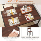 Ensemble de table à manger Costway pour 4 personnes, table rectangulaire avec 2 chaises, 1 banc, étagères de rangement, marron rustique/gris/marron