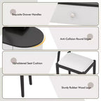 Costway Ensemble de coiffeuse en bois massif avec miroir lumineux LED, tiroirs et tabouret rembourré Blanc + Marron/Noir + Marron/Blanc + Noir/Blanc + Naturel