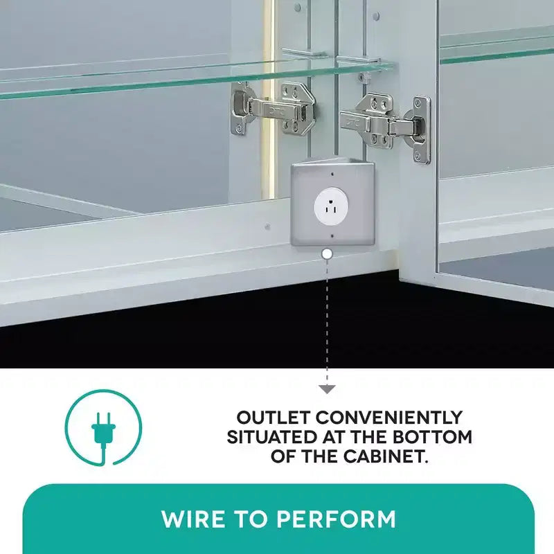 Armoire de toilette intelligente Fine Fixtures, aluminium, encastrée/en surface