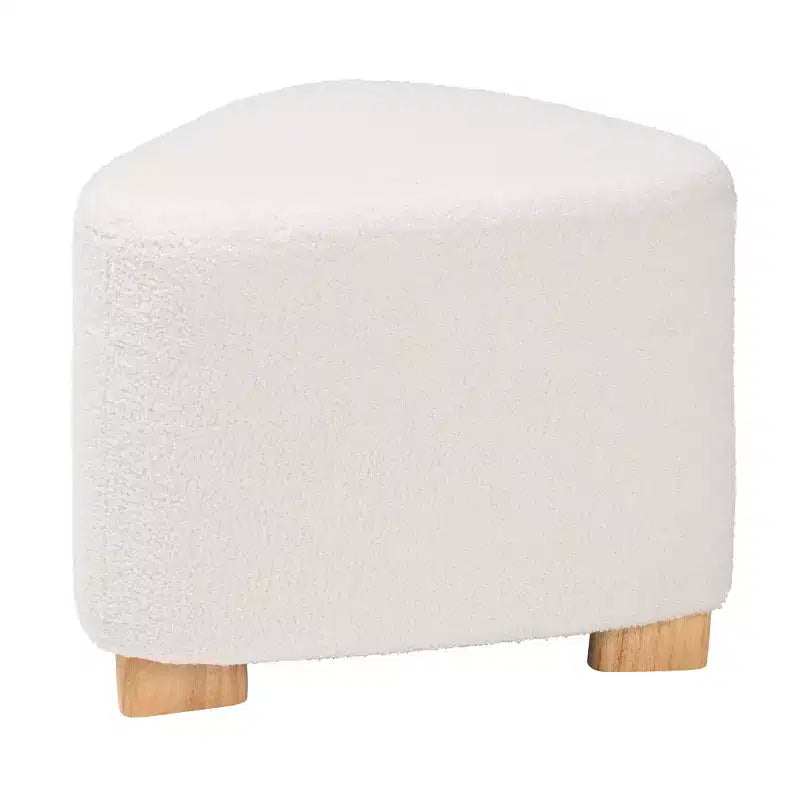 Baxton Studio Brielle Pouf moderne et contemporain en tissu bouclé ivoire et bois de finition brun naturel