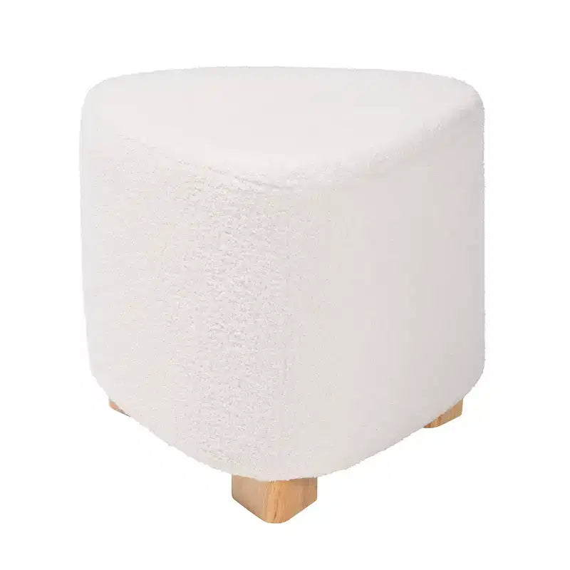 Baxton Studio Brielle Pouf moderne et contemporain en tissu bouclé ivoire et bois de finition brun naturel