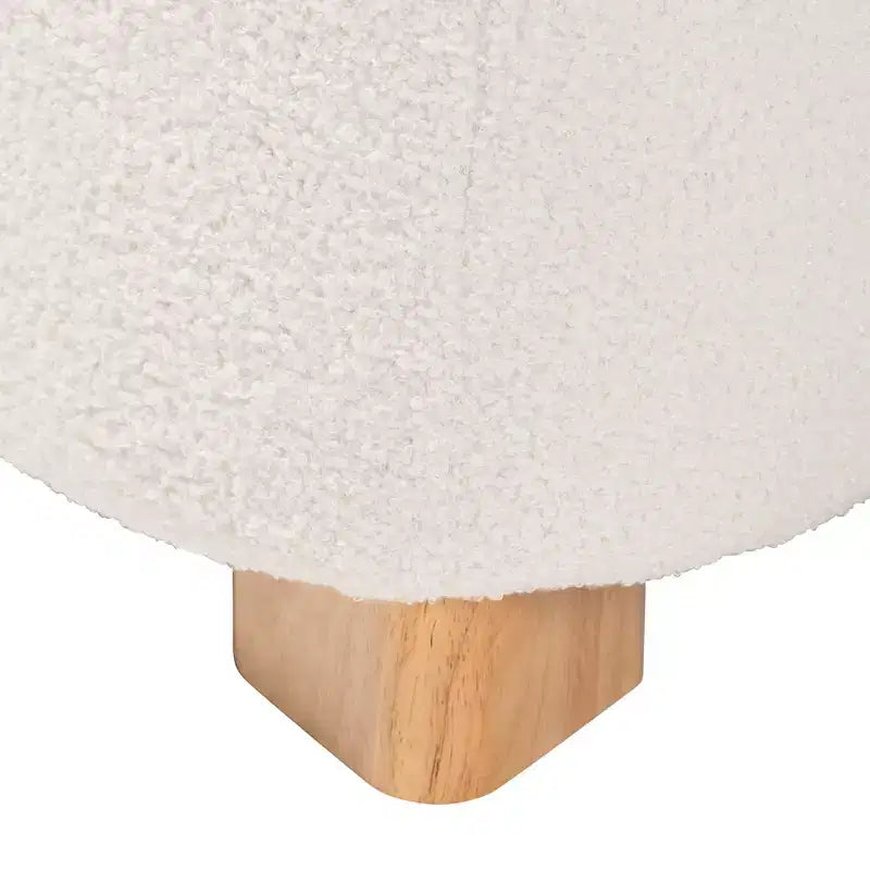 Baxton Studio Brielle Pouf moderne et contemporain en tissu bouclé ivoire et bois de finition brun naturel