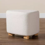 Baxton Studio Brielle Pouf moderne et contemporain en tissu bouclé ivoire et bois de finition brun naturel