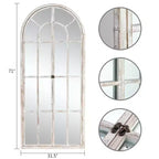 Dovelina Miroir sur pied décoratif en bois avec fenêtre cintrée