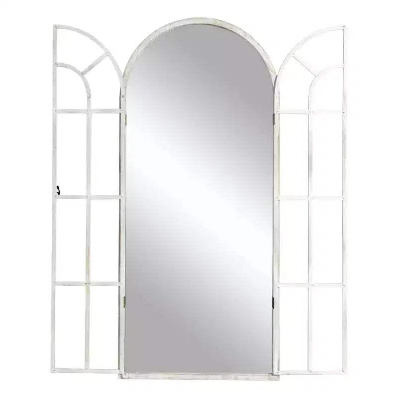 Dovelina Miroir sur pied décoratif en bois avec fenêtre cintrée