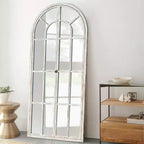 Dovelina Miroir sur pied décoratif en bois avec fenêtre cintrée