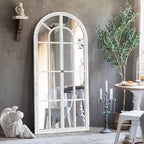 Dovelina Miroir sur pied décoratif en bois avec fenêtre cintrée
