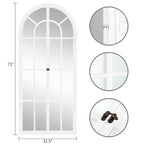 Dovelina Miroir sur pied décoratif en bois avec fenêtre cintrée
