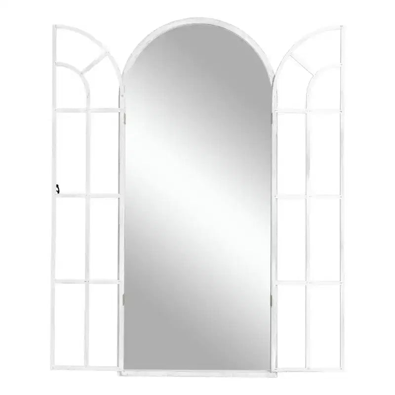 Dovelina Miroir sur pied décoratif en bois avec fenêtre cintrée