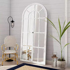 Dovelina Miroir sur pied décoratif en bois avec fenêtre cintrée