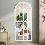 Dovelina Miroir sur pied décoratif en bois avec fenêtre cintrée