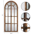 Dovelina Miroir sur pied décoratif en bois avec fenêtre cintrée