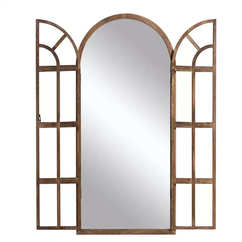 Dovelina Miroir sur pied décoratif en bois avec fenêtre cintrée