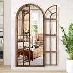 Dovelina Miroir sur pied décoratif en bois avec fenêtre cintrée