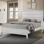 Lit miBasics Sunflare avec panneaux en bois, modèle moderne, blanc