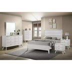 Lit miBasics Sunflare avec panneaux en bois, modèle moderne, blanc