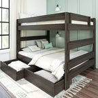Max & Lily Solid Wood Modern Farmhouse Farmhouse Queen/Queen Bunk Bed with Storage Drawers