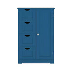 Meuble de salle de bain Costway en bois à 4 tiroirs, armoire de rangement au sol, 2 étagères, autoportant, blanc/marron/gris/noir