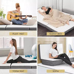 Matelas pliant portable Contour Comfort Queen de 4 pouces d'épaisseur avec couche de mousse à mémoire de forme et housse lavable | Base antidérapante parfaite pour lit d'invité - Blanc