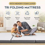 Matelas pliant portable Contour Comfort Queen de 4 pouces d'épaisseur avec couche de mousse à mémoire de forme et housse lavable | Base antidérapante parfaite pour lit d'invité - Blanc