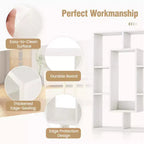 Costway Lot de 2 bibliothèques géométriques à 7 cubes avec dispositif anti-basculement, bibliothèque ouverte moderne Blanc/Gris/Naturel