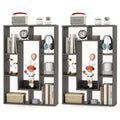 Costway 2 PCS 7-Cube Geometric Bookshelf with Anti-Toppling Device Modern Open Bookcase White/Grey/Natural