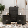 Ensemble table de nuit et commode 3 pièces en bois massif Devi traditionnel de Furniture of America