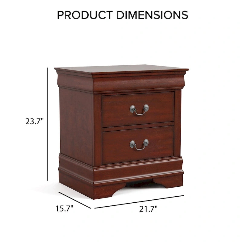 Ensemble table de nuit et commode 3 pièces en bois massif Devi traditionnel de Furniture of America