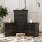 Ensemble table de nuit et commode 3 pièces en bois massif Devi traditionnel de Furniture of America