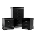 Ensemble table de nuit et commode 3 pièces en bois massif Devi traditionnel de Furniture of America