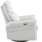 Fauteuil inclinable à bascule rembourré pivotant à 360/270 degrés avec poches latérales/ports USB, planeur pivotant électrique, 4W-ModernLuxe