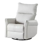 Fauteuil inclinable à bascule rembourré pivotant à 360/270 degrés avec poches latérales/ports USB, planeur pivotant électrique, 4W-ModernLuxe