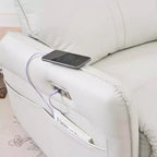 Fauteuil inclinable à bascule rembourré pivotant à 360/270 degrés avec poches latérales/ports USB, planeur pivotant électrique, 4W-ModernLuxe