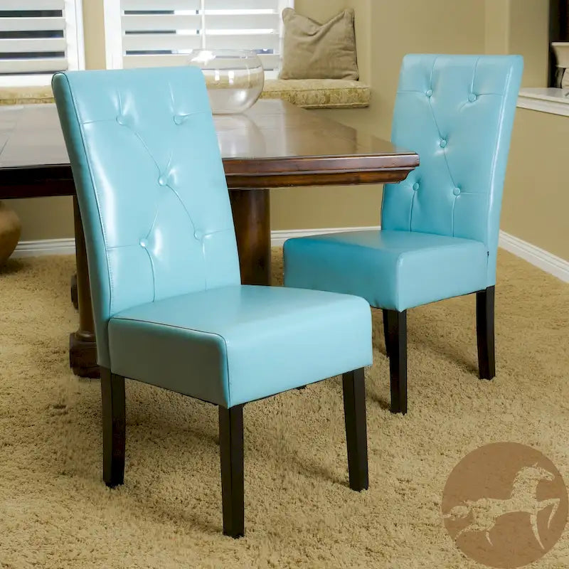 Chaise de salle à manger Taylor Blue en cuir reconstitué (lot de 2) par Christopher Knight Home - S.O.
