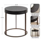 Table d'appoint Kate and Laurel Rovin, bois et métal, 16x16x18, noir