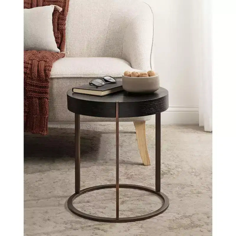 Table d'appoint Kate and Laurel Rovin, bois et métal, 16x16x18, noir