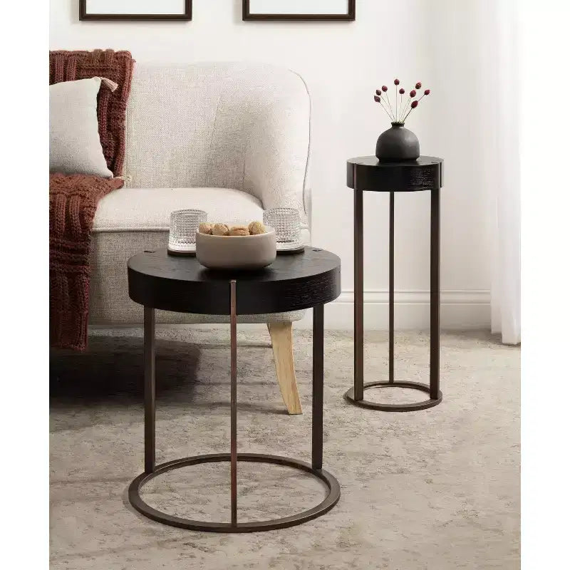 Table d'appoint Kate and Laurel Rovin, bois et métal, 16x16x18, noir