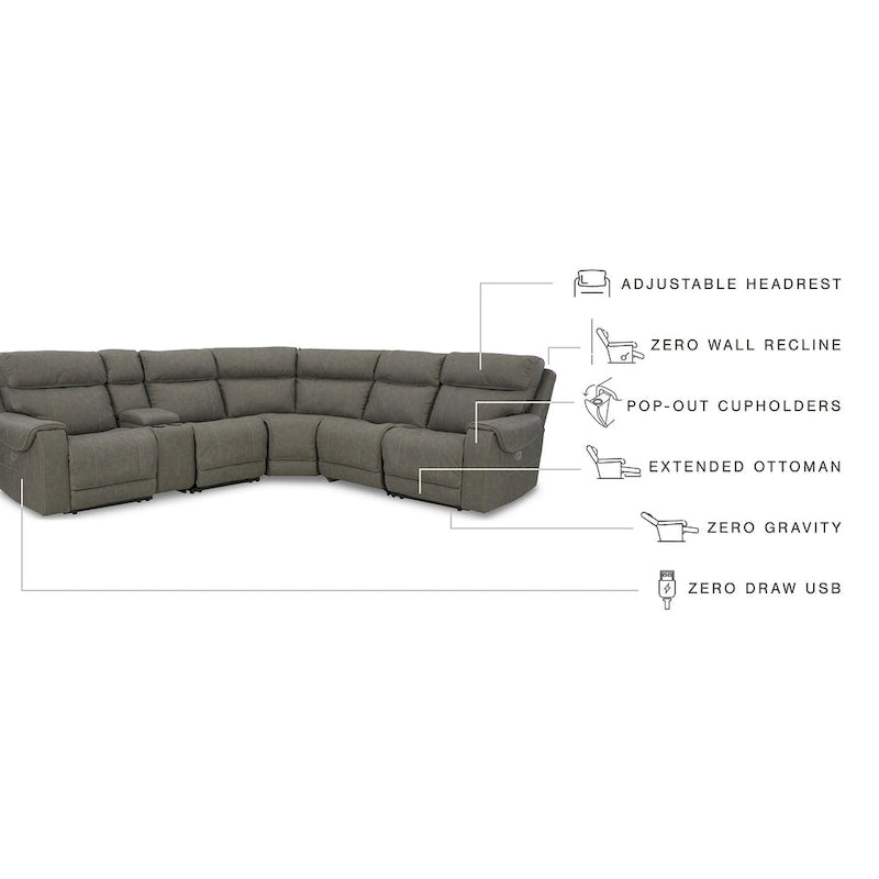 Canapé d'angle inclinable électrique Starbot gris - 112W x 112D x 42H