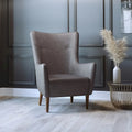 Fauteuil d'appoint commercial à oreilles, rembourré, avec cadre et pieds en bois - 33,25P x 29,75L x 41,25H