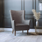 Fauteuil d'appoint commercial à oreilles, rembourré, avec cadre et pieds en bois - 33,25P x 29,75L x 41,25H