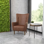 Fauteuil d'appoint commercial à oreilles, rembourré, avec cadre et pieds en bois - 33,25P x 29,75L x 41,25H