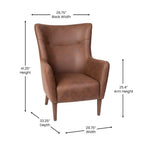 Fauteuil d'appoint commercial à oreilles, rembourré, avec cadre et pieds en bois - 33,25P x 29,75L x 41,25H