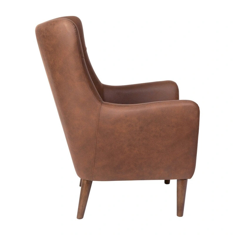 Fauteuil d'appoint commercial à oreilles, rembourré, avec cadre et pieds en bois - 33,25P x 29,75L x 41,25H