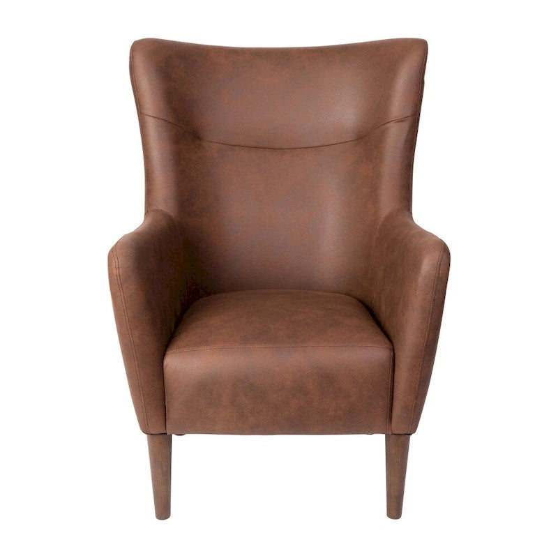 Fauteuil d'appoint commercial à oreilles, rembourré, avec cadre et pieds en bois - 33,25P x 29,75L x 41,25H