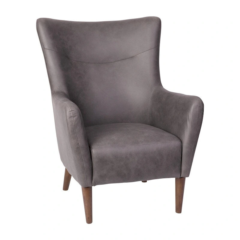 Fauteuil d'appoint commercial à oreilles, rembourré, avec cadre et pieds en bois - 33,25P x 29,75L x 41,25H