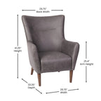 Fauteuil d'appoint commercial à oreilles, rembourré, avec cadre et pieds en bois - 33,25P x 29,75L x 41,25H